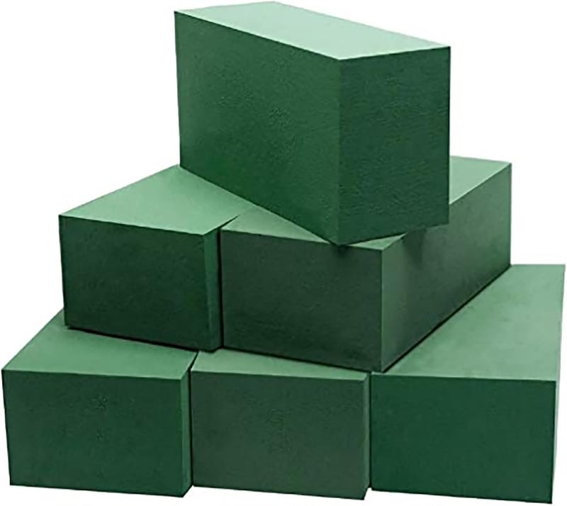 Hdeoops 6 Pcs Floral Foam, Wet and Dry Floral Foam Blocks Flower Arrangement Kit for Fresh or Silk Artificial Flowers (Green, 6" L x 3" W x 2.5" H) - Image 1